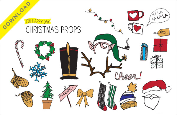 Holiday Photobooth Props + Free Printable