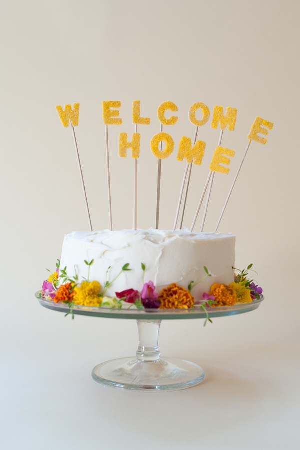 i heart baking!: funfetti welcome home cake with handmade bunting