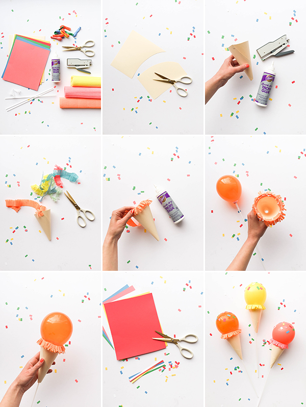 Mini Ice Cream Cone Balloon Sticks DIY