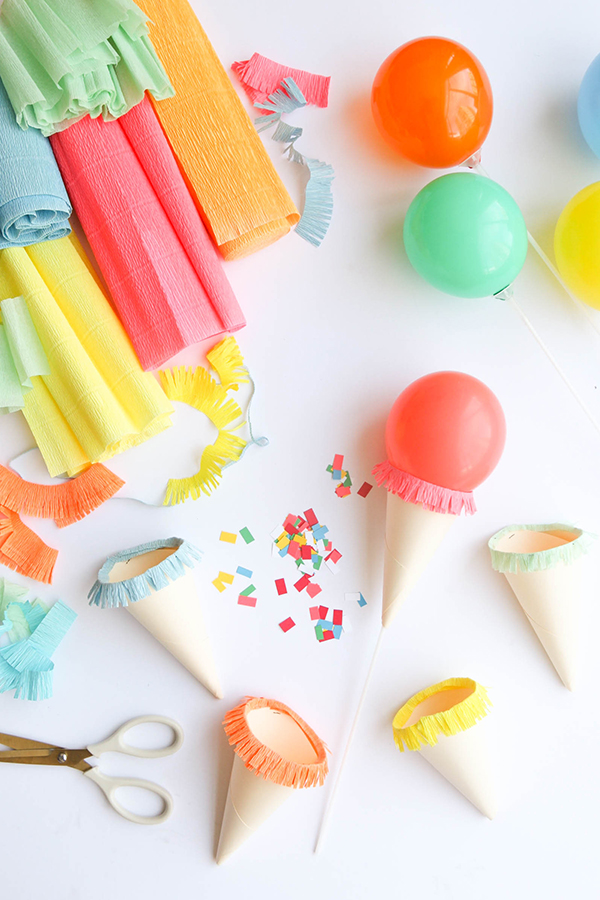 Mini Ice Cream Cone Balloon Sticks DIY