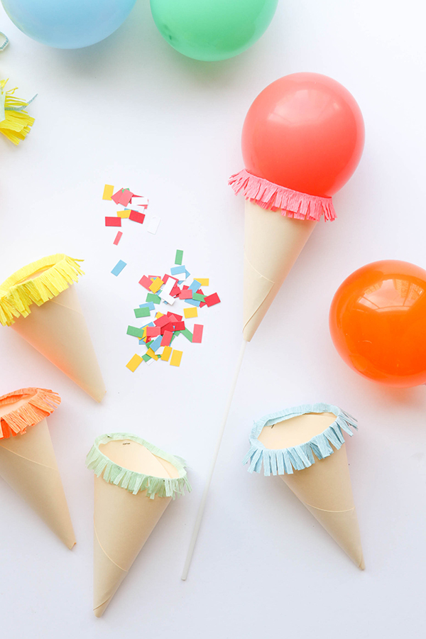 Mini Ice Cream Cone Balloon Sticks Diy