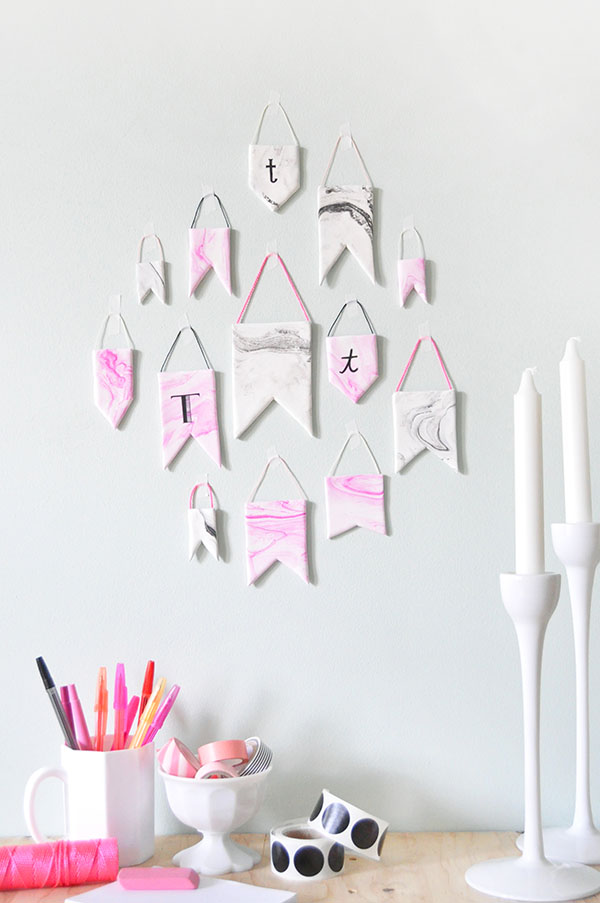 DIY Marbleized Banners | Oh Happy Day!