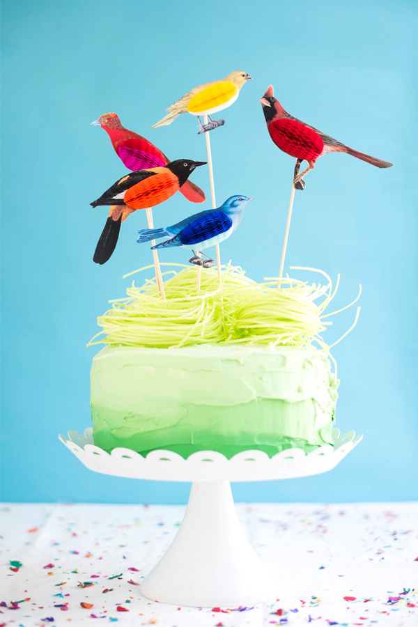 Honeycomb Bird Cake Toppers DIY