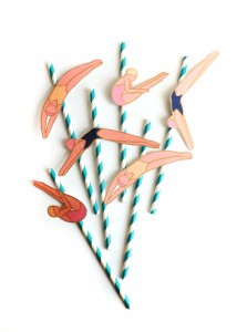 Printable Diving Lady Straws
