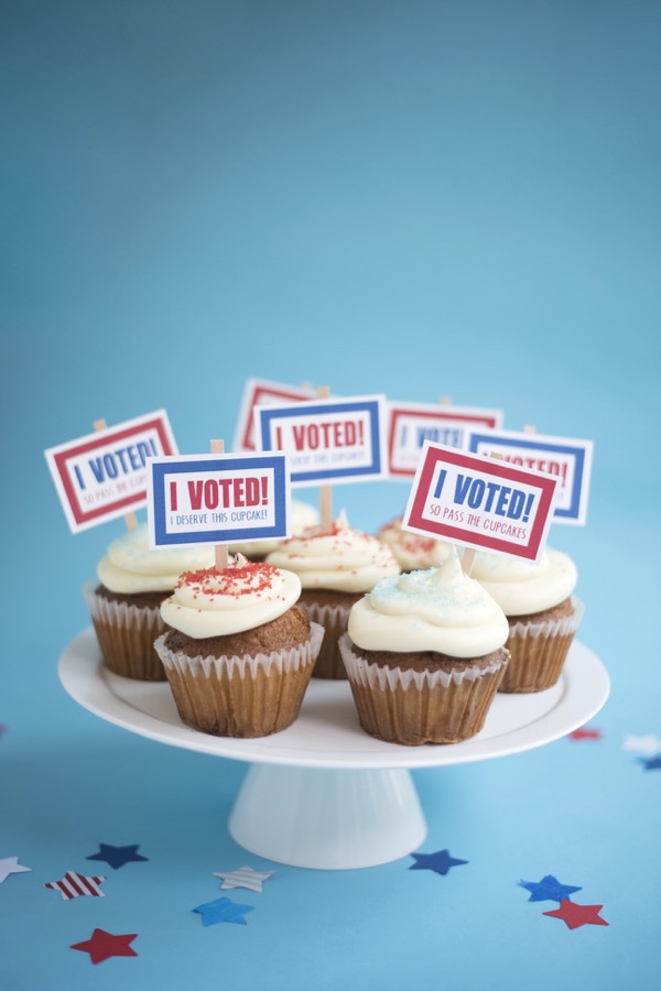 Printable Election Day Cupcake Toppers for a Bake Sale - Teacher Baker Maker