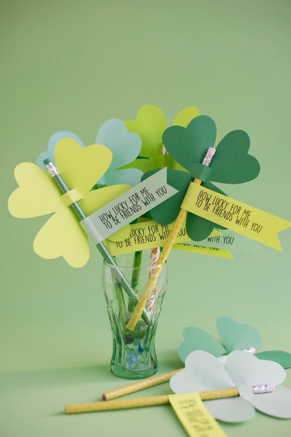 St. Patrick's Day Clover Pencils DIY | Oh Happy Day!