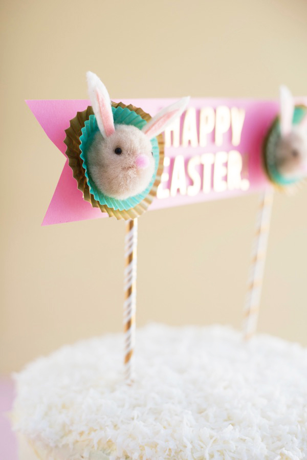 Pom Pom Easter Bunny Cake Topper DIY