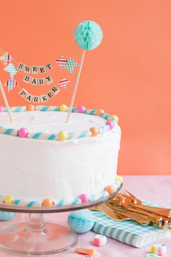 Beaded Baby Shower Cake Topper