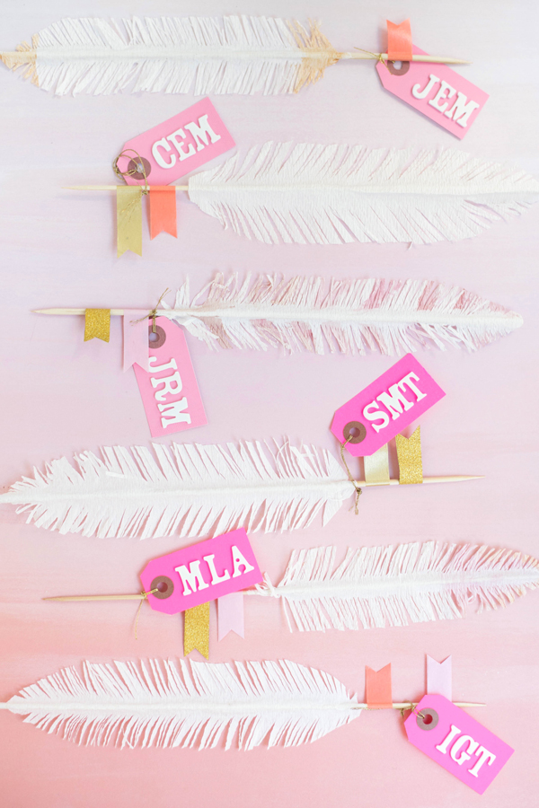 Feather Place Cards DIY | Oh Happy Day!